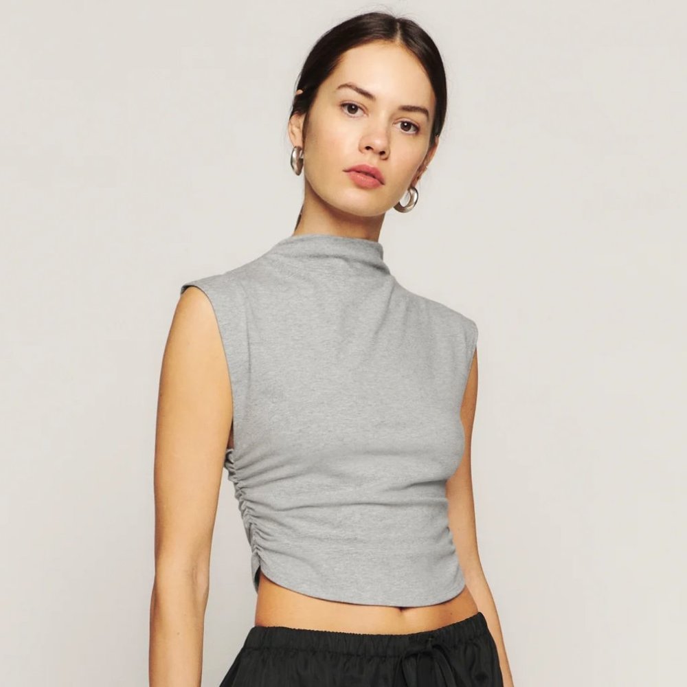 Reformation Lindy Knit Top - Heather Grey